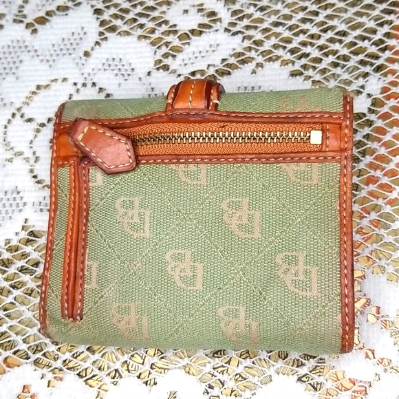 Vintage Dooney&Bourke mint green DB/brown leather wallet - Picture 3 of 8